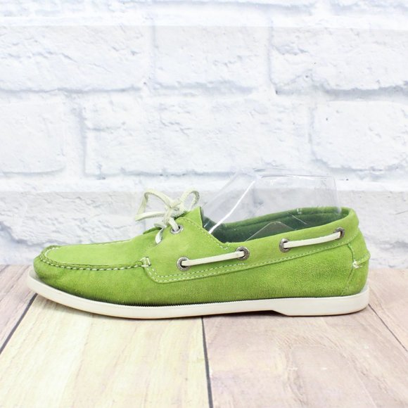 L.L. Bean Shoes | LL Bean Sage Green Suede Leather Two Eye Boat Shoes Size 8.5 M | Color: Green | Size: 8.5 | Sjcgreen's Closet